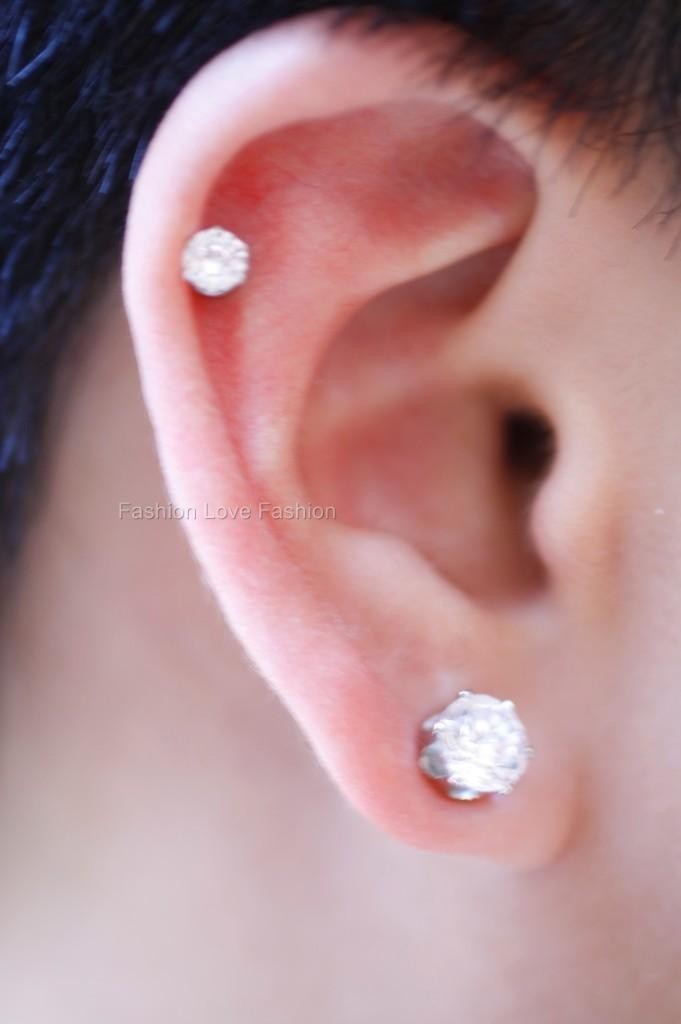 1 PAIR CZ ROUND CLEAR BLACK MAGNETIC STUD EARRINGS 4mm ~10mm Men Women