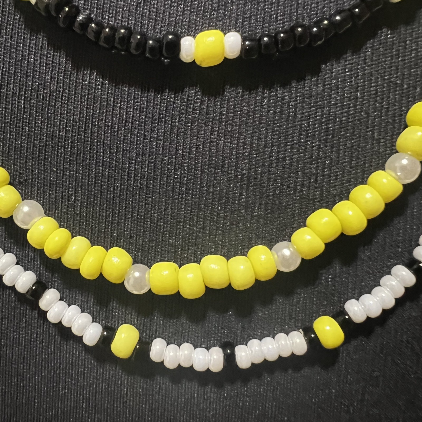 Handmade beaded layering necklace choker multi strand seed bead faux pearl boho