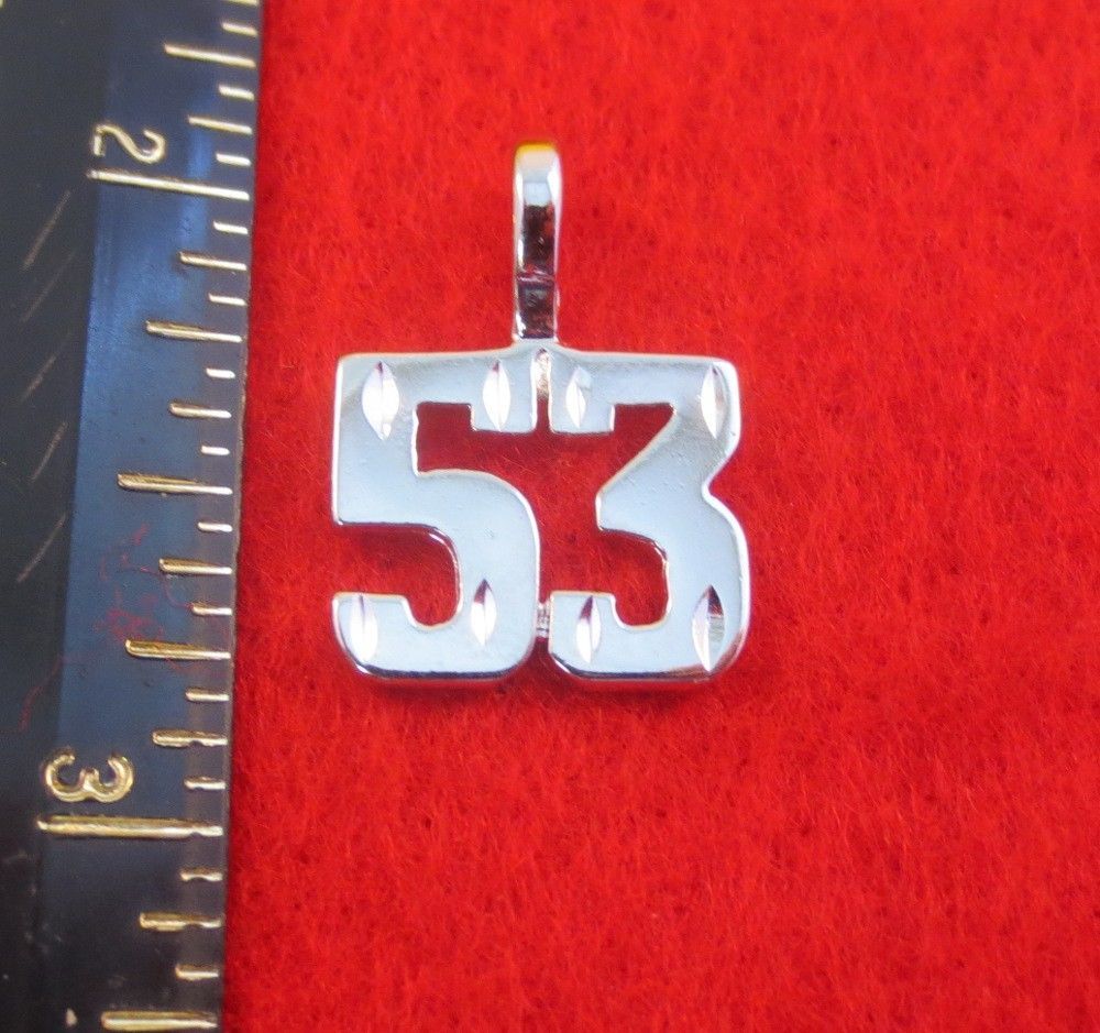 14KT WHITE GOLD EP NUMBER “53” DIAMOND CUT CHARM