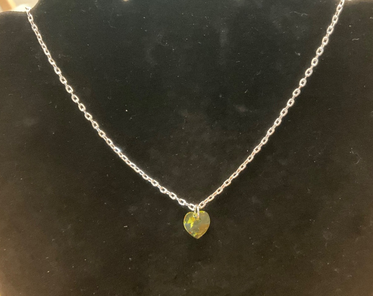Swarovski Crystal 10 MM Heart Pendant Necklace Green