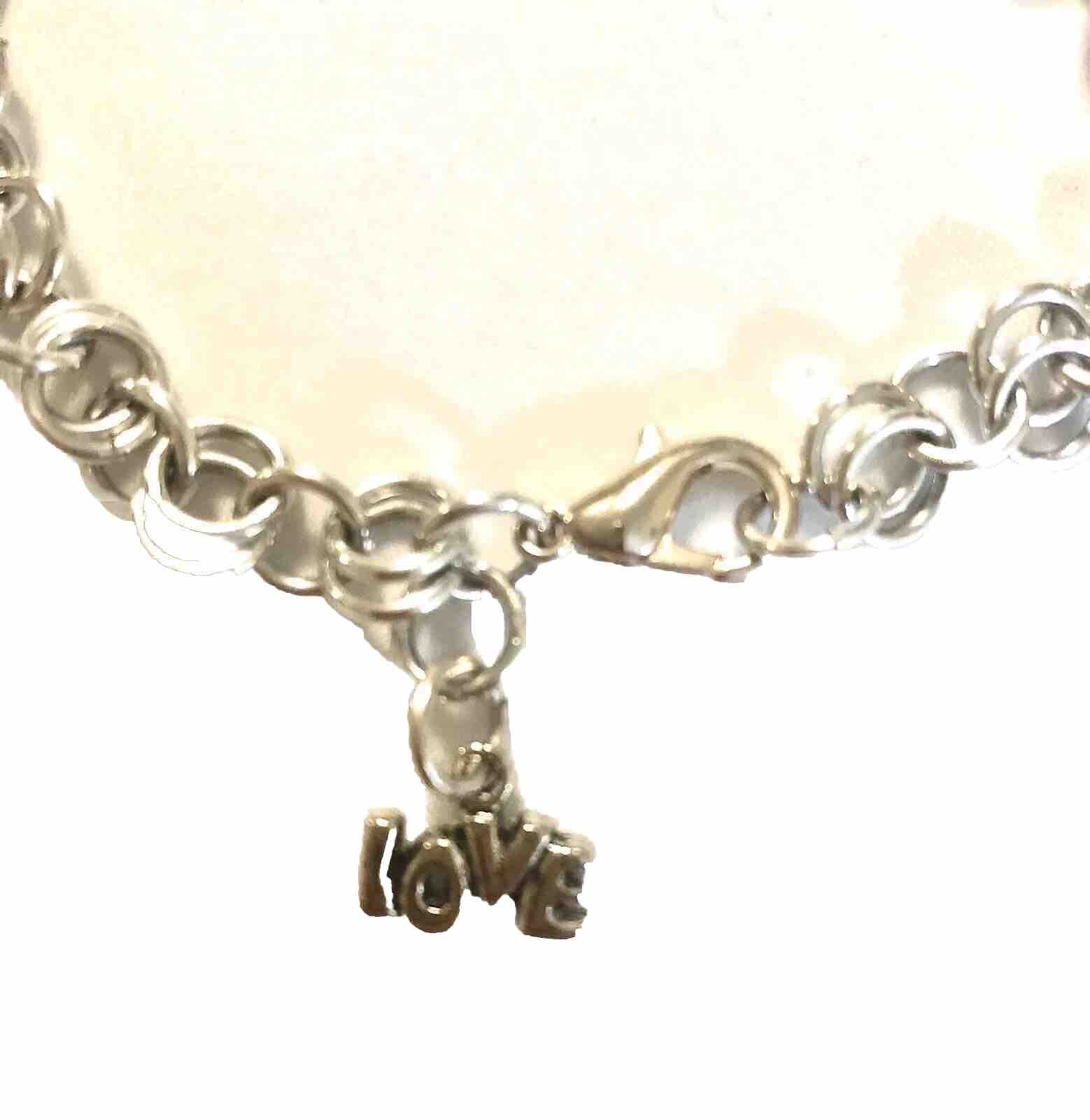 Chainmaille Bracelet With LOVE Charm Anodized Aluminum 2 In 1 Ring. 8 In. Gift.
