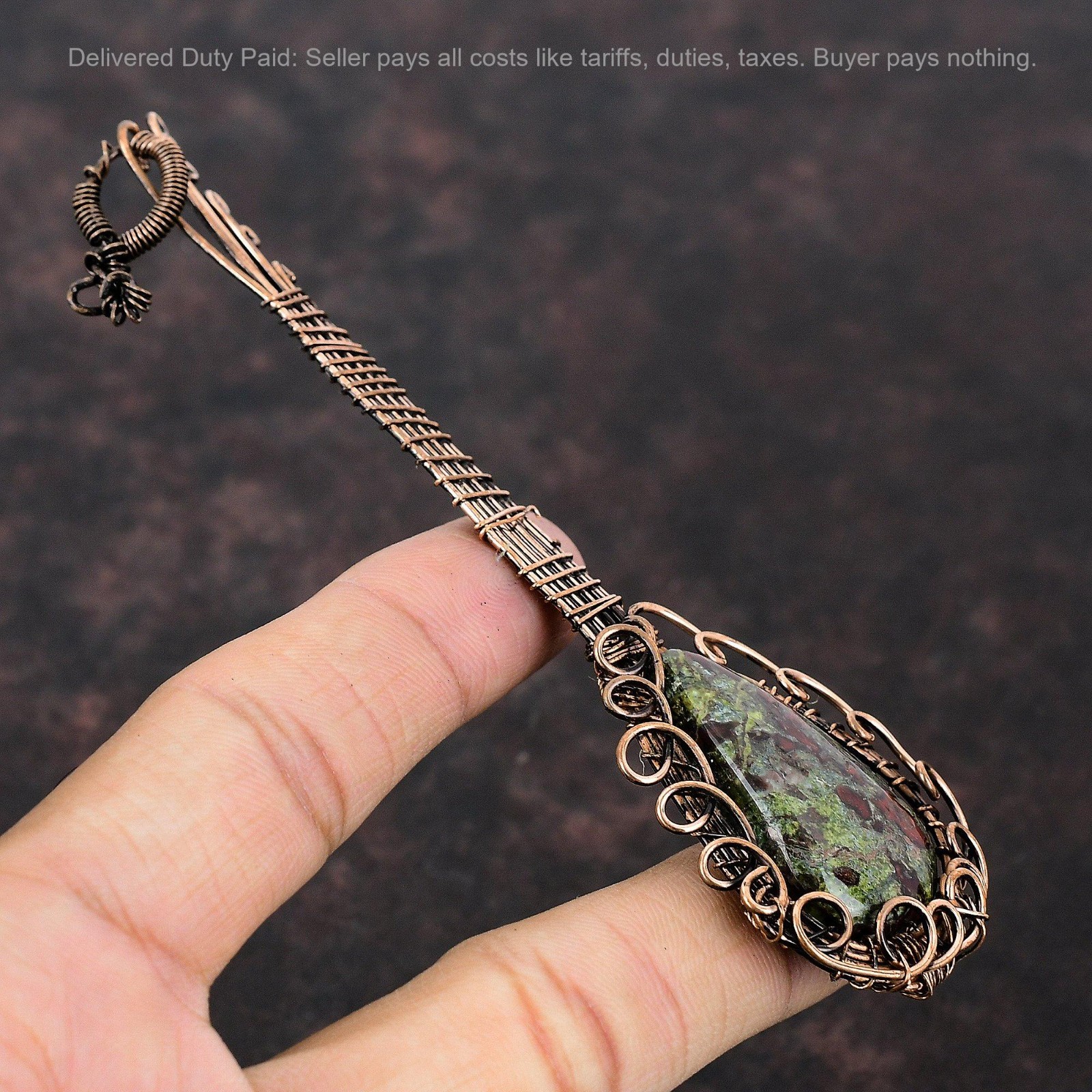 Pear Natural Dragon Bloodstone Birthday Wire Wrapped Guitar New Pendant Copper