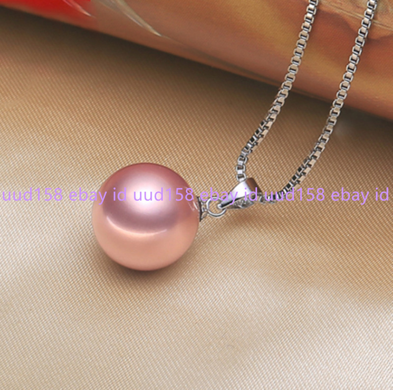 Tahitian SHELL Pearl 8/10/12/14/16mm pendant 925 Silver 18″ Necklace gift