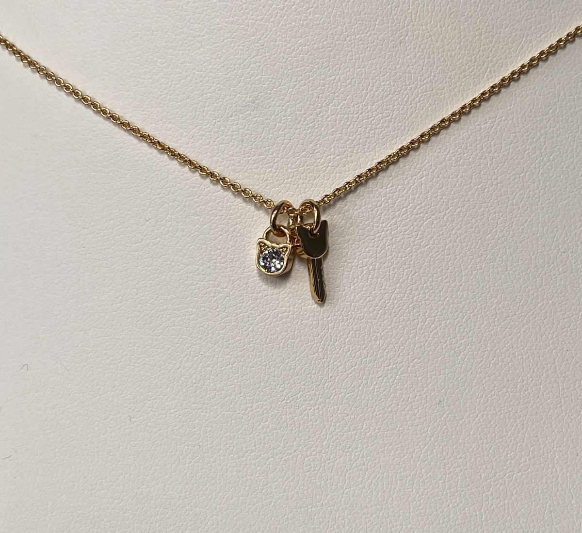 Karl Lagerfeld Mini Choupette Lock & Key Charm Necklace w/Crystal from Swarovski