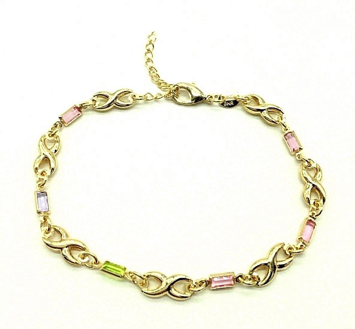 18K GOLD FILLED MULTICOLOR CZ ADULT BRACELET/PULSERA MULTICOLOR CZ ADULTO-BR1199
