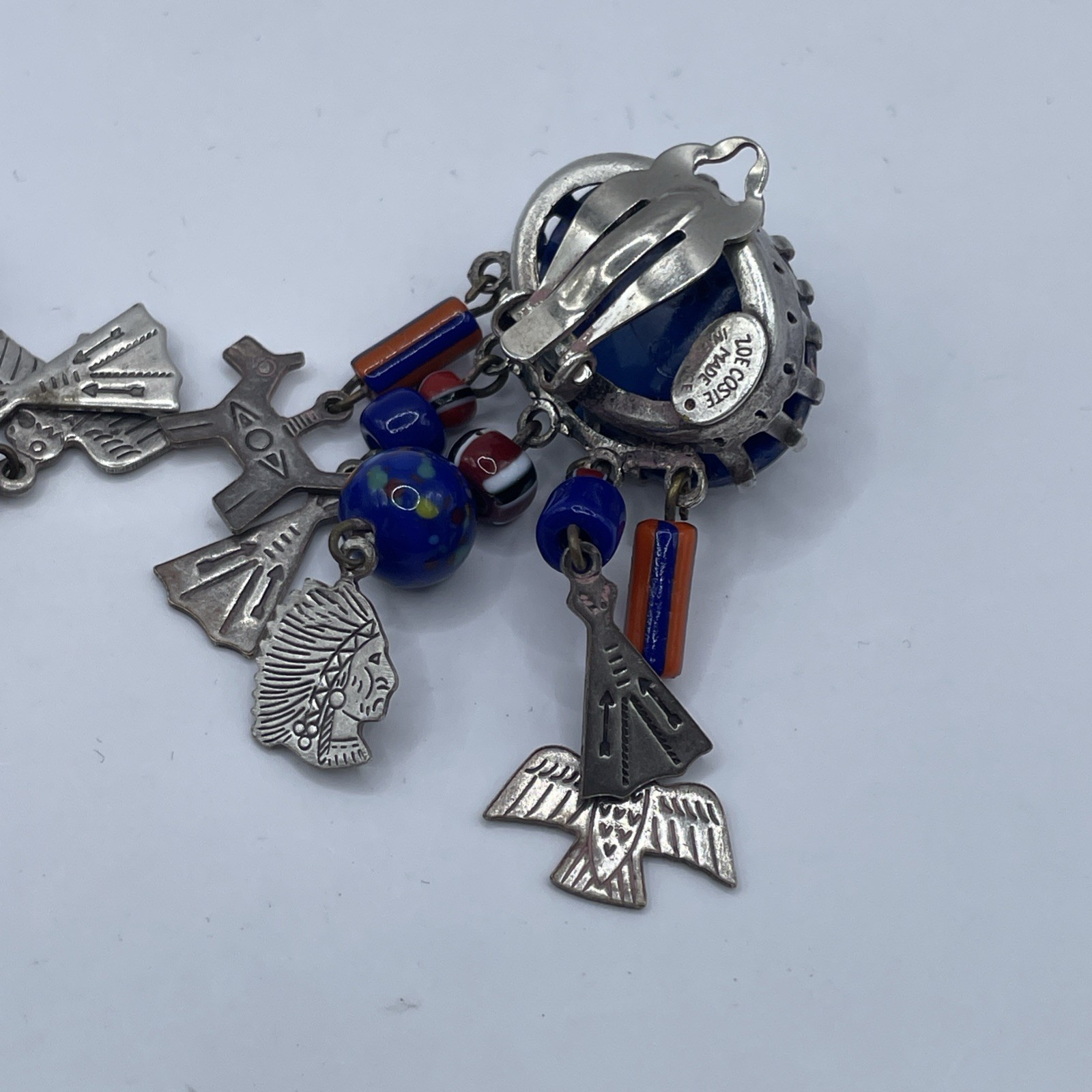 RARE Vintage Zoe Coste Indian Lapis Clip Earrings 1980’s Made In France Designer