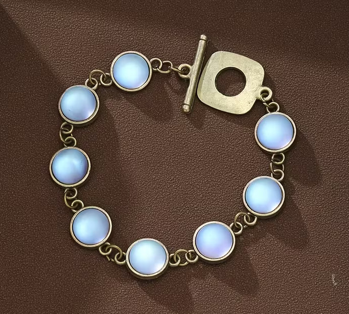 Iridescent blue bronze bracelet