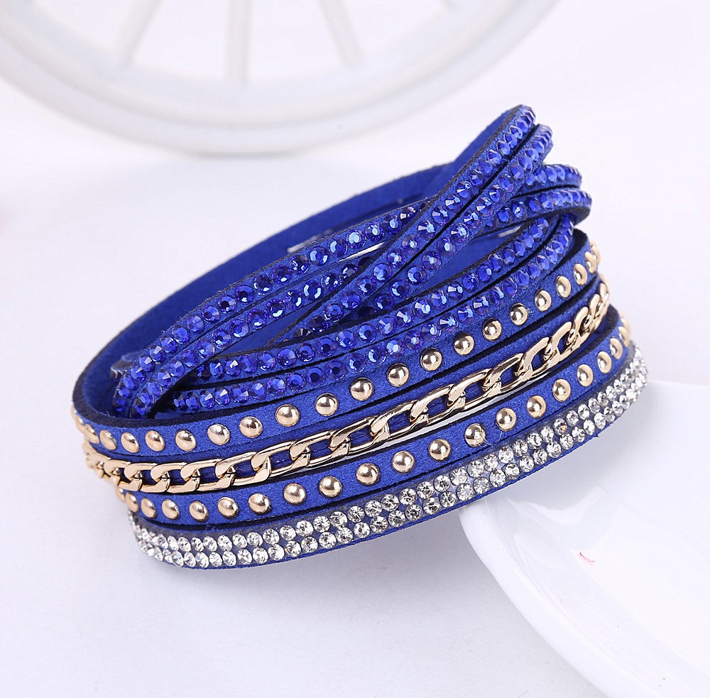 Multi-Layer Hot Stamping Wristband Multi Row Diamond Inlaid Bracelet Wrist Strap