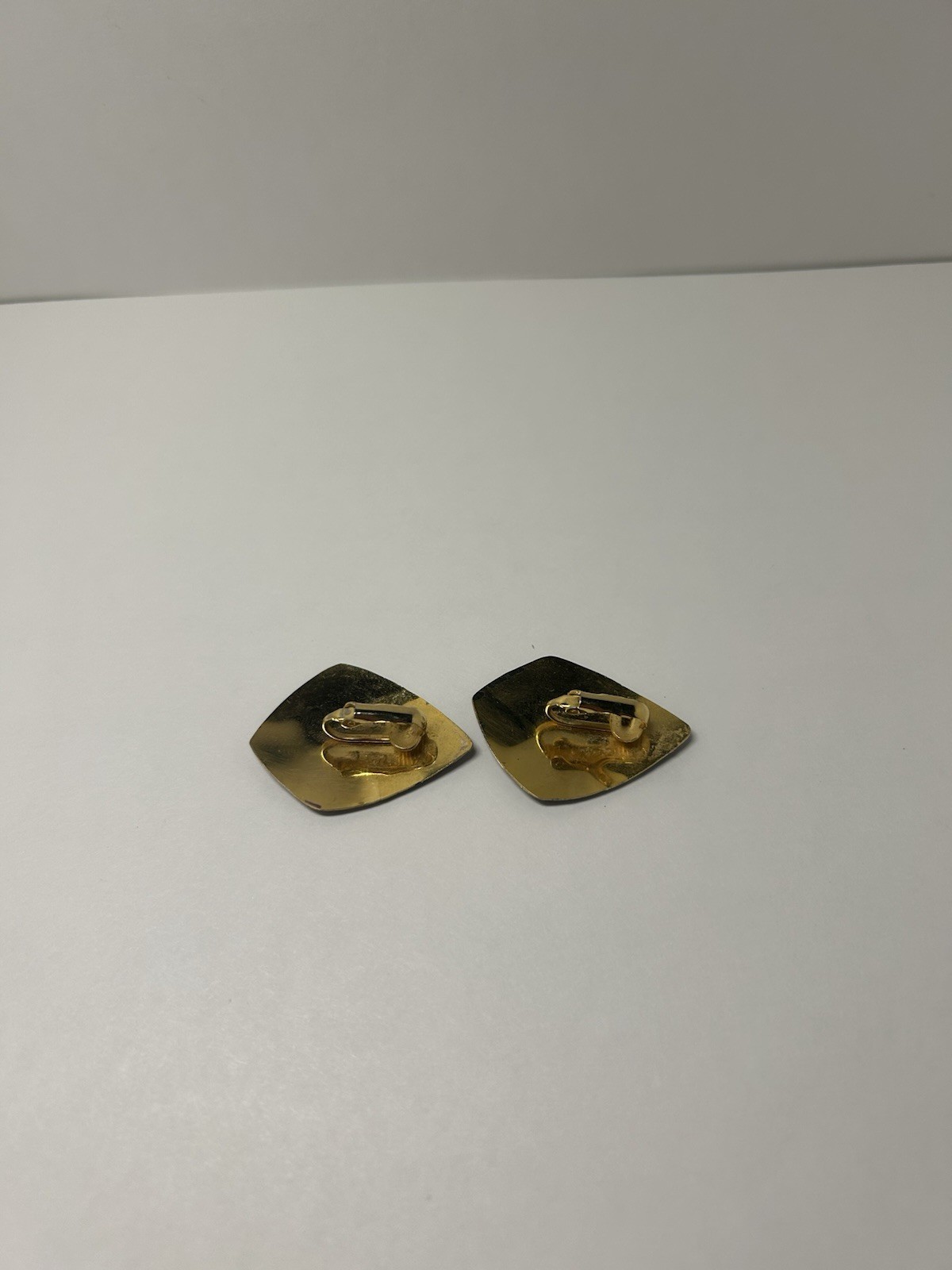 Black Enamel Square Clip-On Stud Earrings No Stone Lobe Fashion Costume