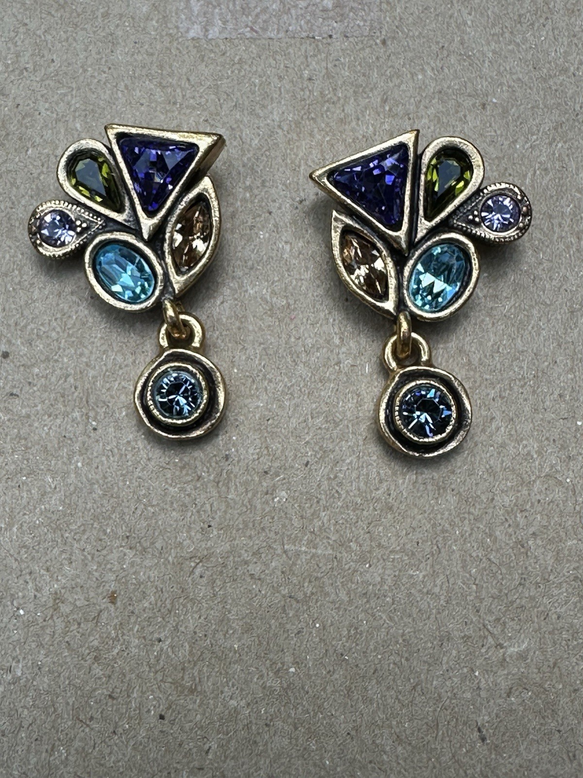 !NEW! Patricia Locke Drop Earrings- Gold ,1 1/8th inches, Fish Hooks/Crystals