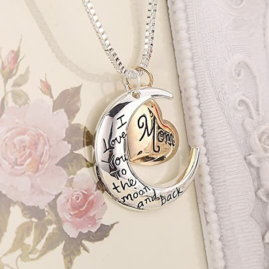 Mothers Gift Necklace & Pendant I Love You To The Moon & Back Best Gift for mom