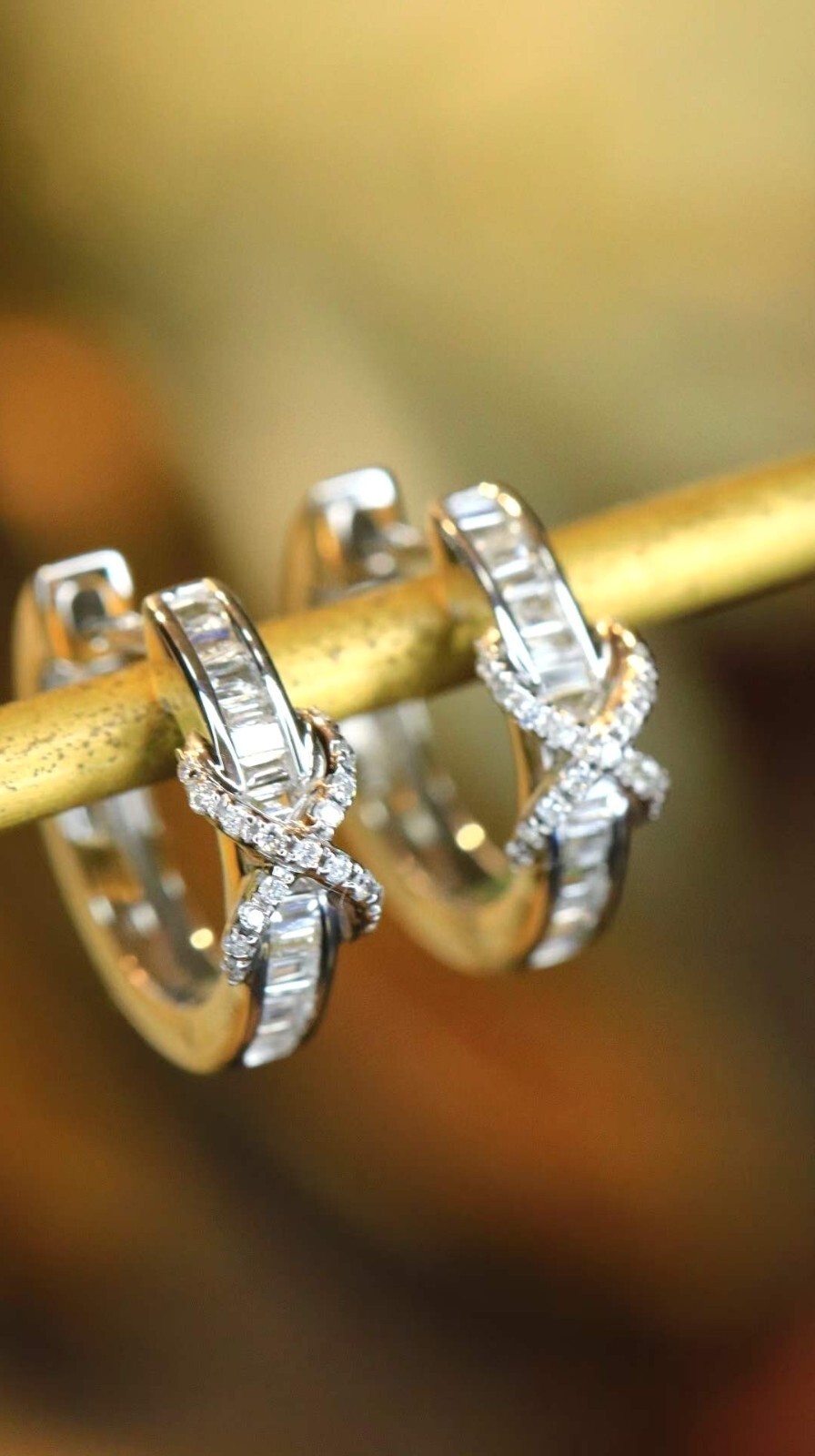 2Ct Baguette Simulated Diamond Hoop Huggie Earring 14k White Gold Plated