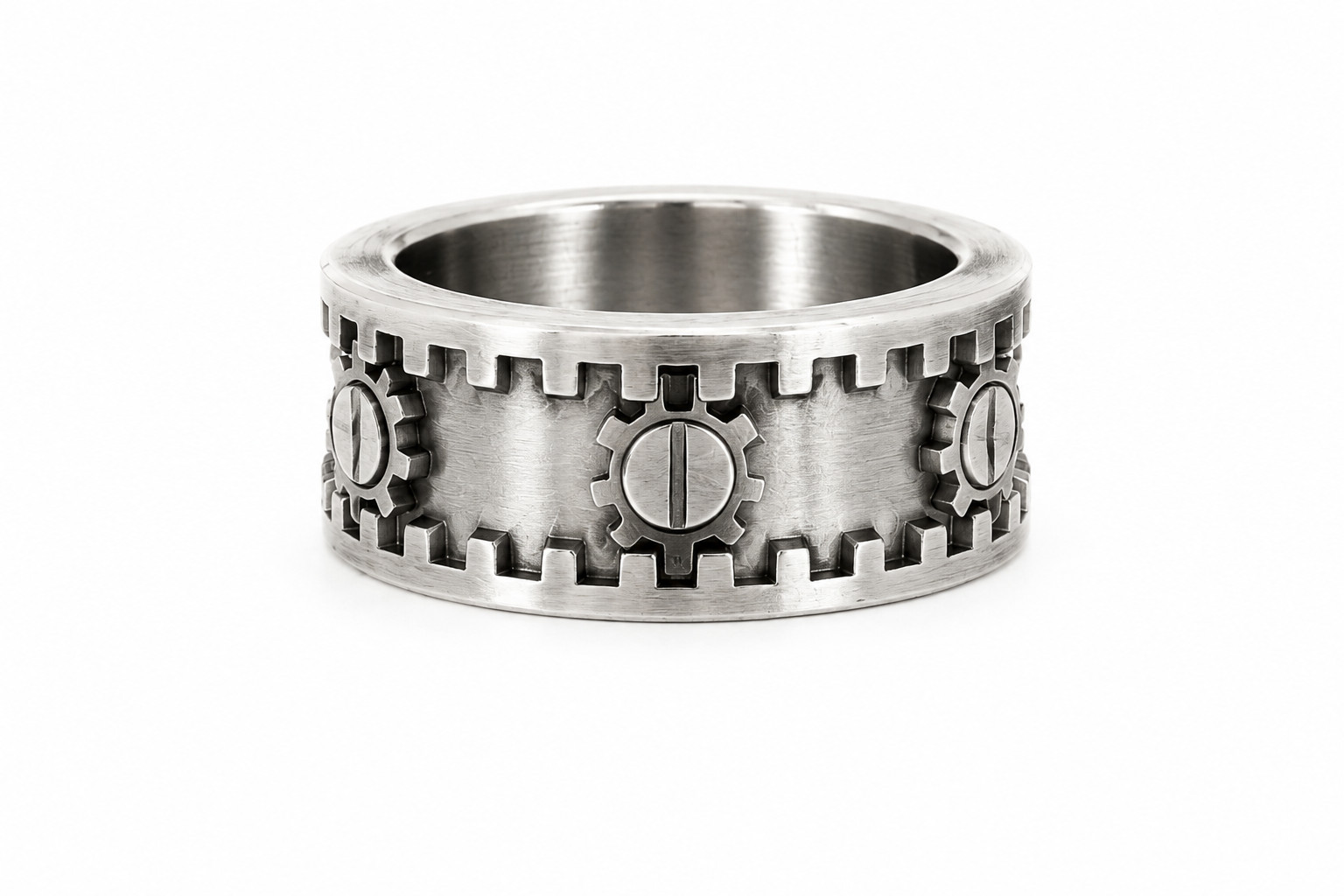 Gear Spinner Anxiety Ring Stainless Steel Fidget Ring Men Women