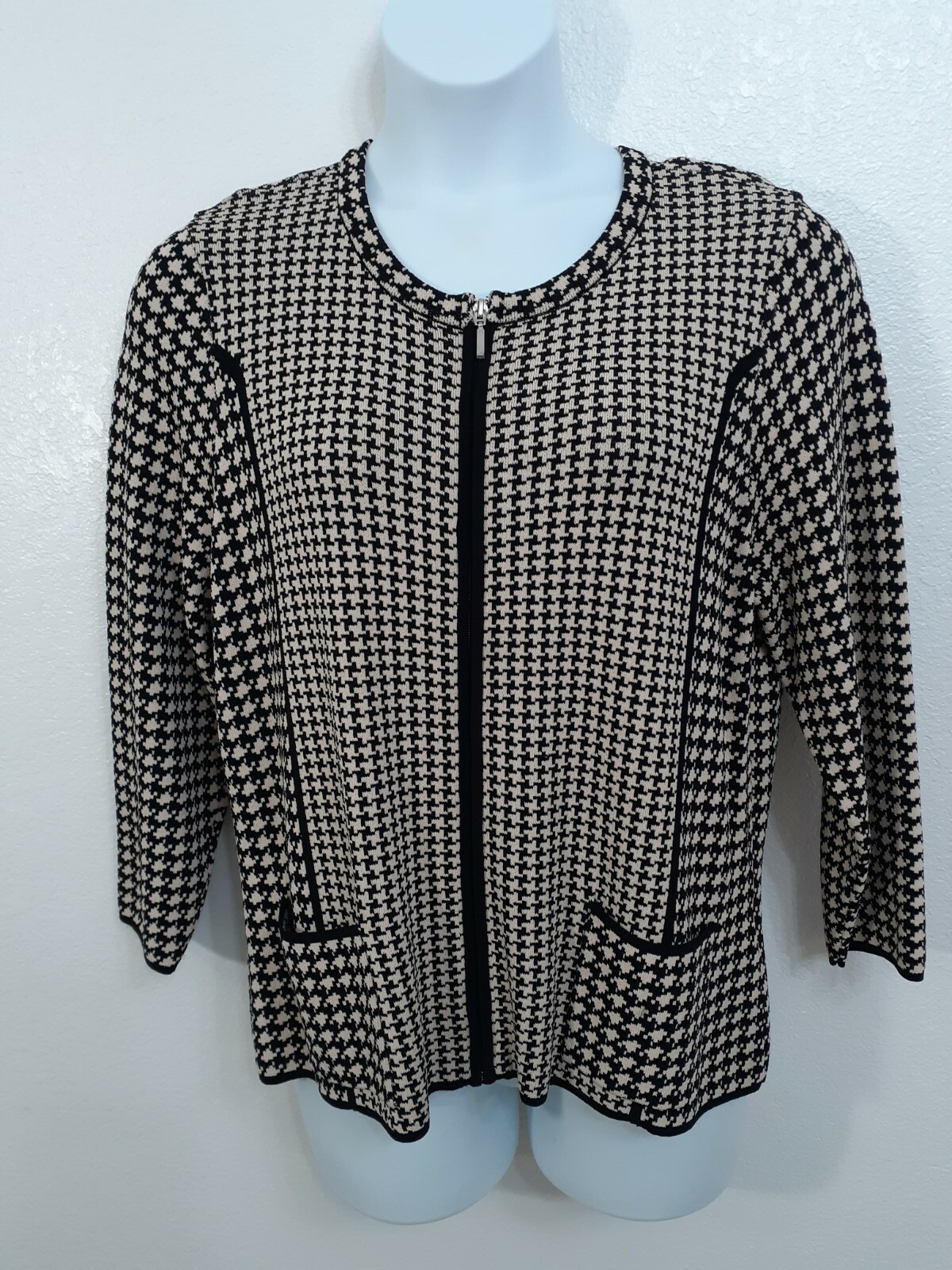 Coldwater creek jacket blouse women size 20 black and beige excellent condition