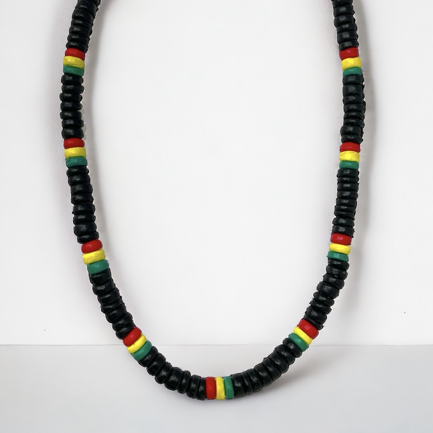 Black Rasta Necklace Coconut Men -Wooden Beads Necklace Rasta Reggae Rastafarai