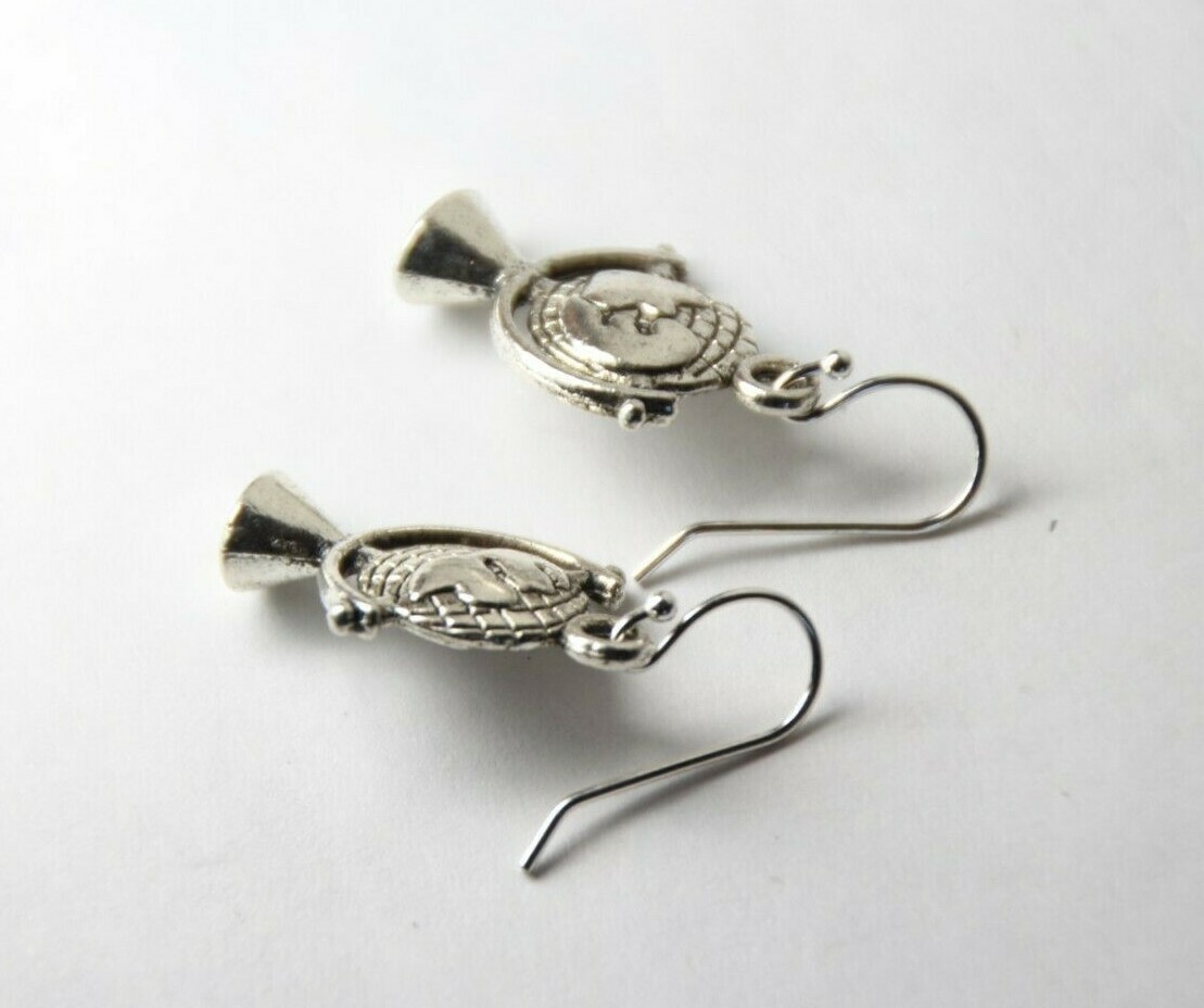 Globe Charm Earrings 925 sterling silver hooks pewter Charms Planet Earth Travel