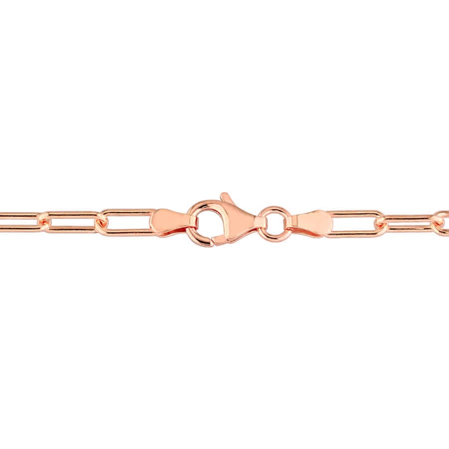 AMOUR 3.5mm Paperclip Chain Necklace In Rose Plated Sterling Silver, 18 In