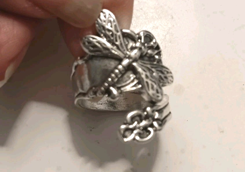 Elegant Silver Dragonfly Spoon Ring wrap One Size Fits Most 7 8 9 10 Whimsy New