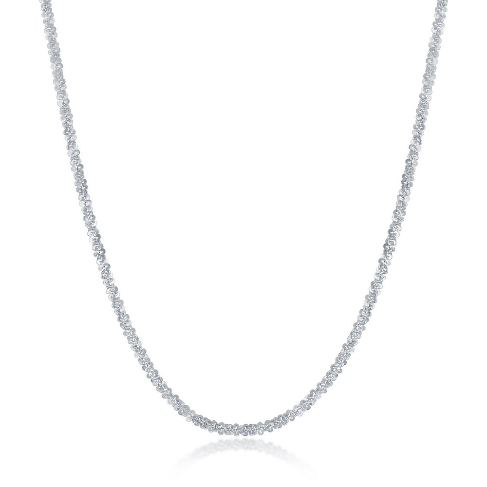 Classic Women’s Chain Sterling Silver Sparkle Rhodium Plated Silver, 16 inch
