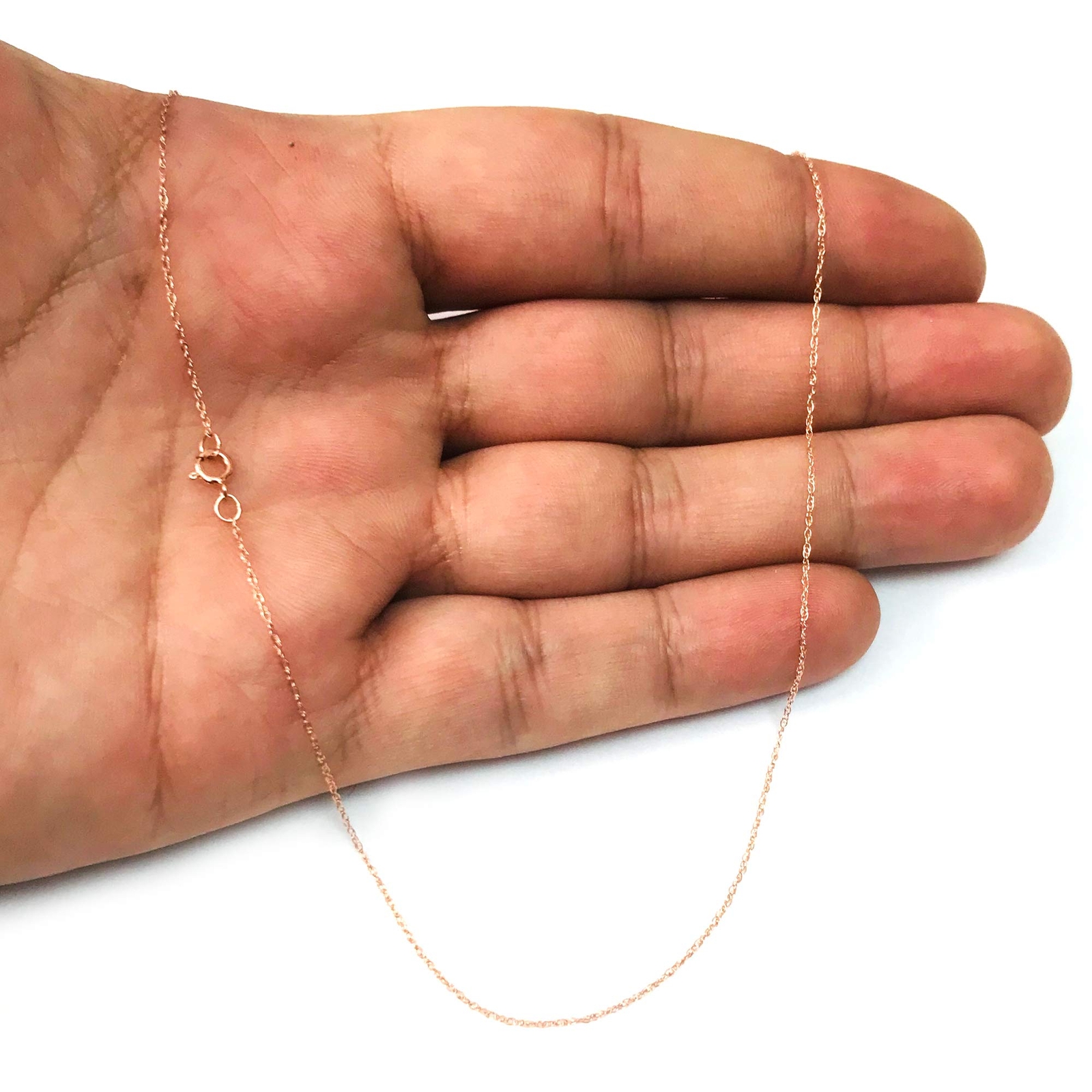 14k Real Solid Gold Rope Chain Necklace, 0.5mm