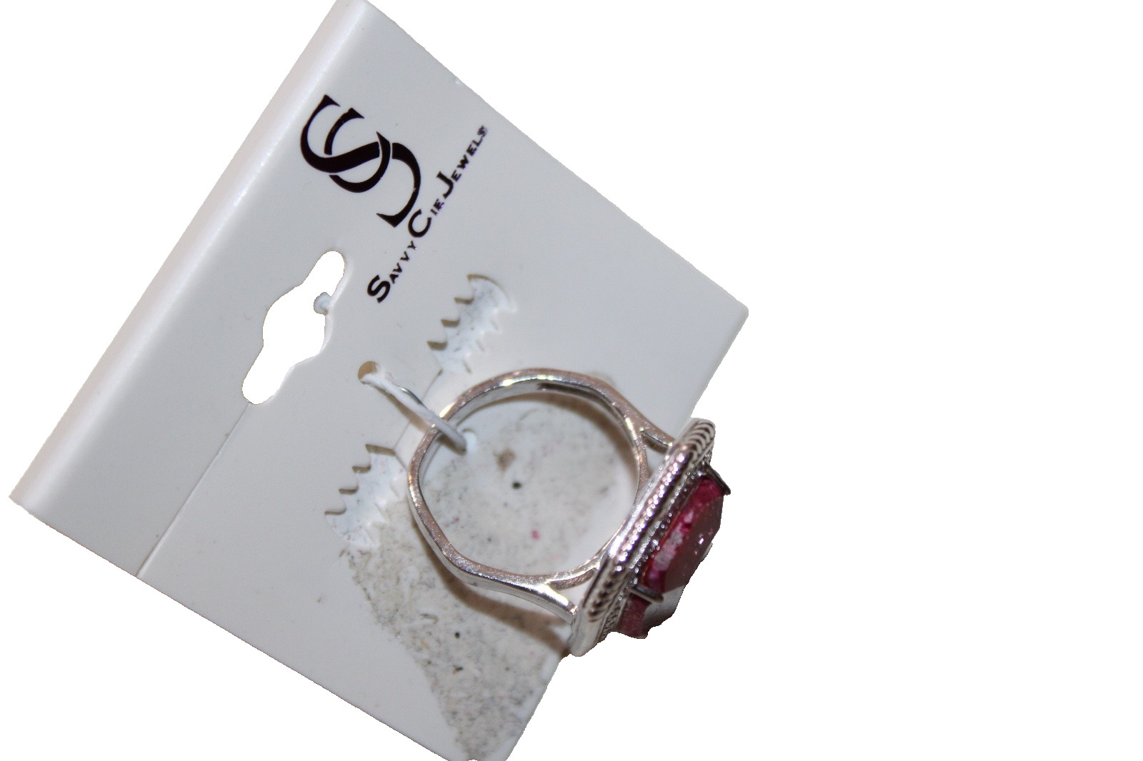 Savvy cie jewels Ring sterling silver crystal Ruby stone size 7.5 ladies