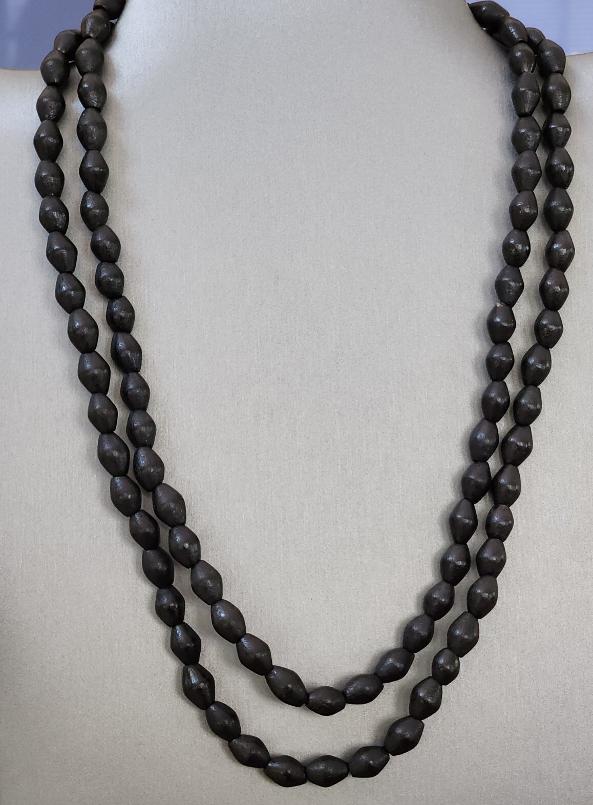 Black Wooden Bead Endless Rope Necklace, 38 Inches