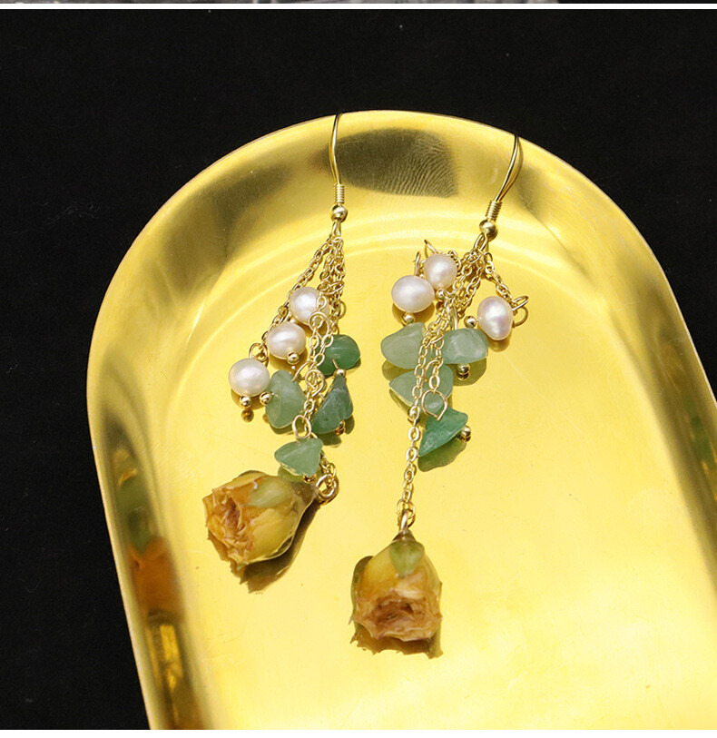 Natural Freshwater Pearl Earrings Bohemian Baroque Real Flower Drop 925 Silver