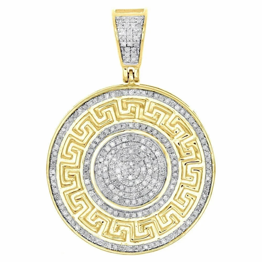 1 Ct Round Cut Simulated Diamond Medallion Charm Pendant 14k Yellow Gold Plated