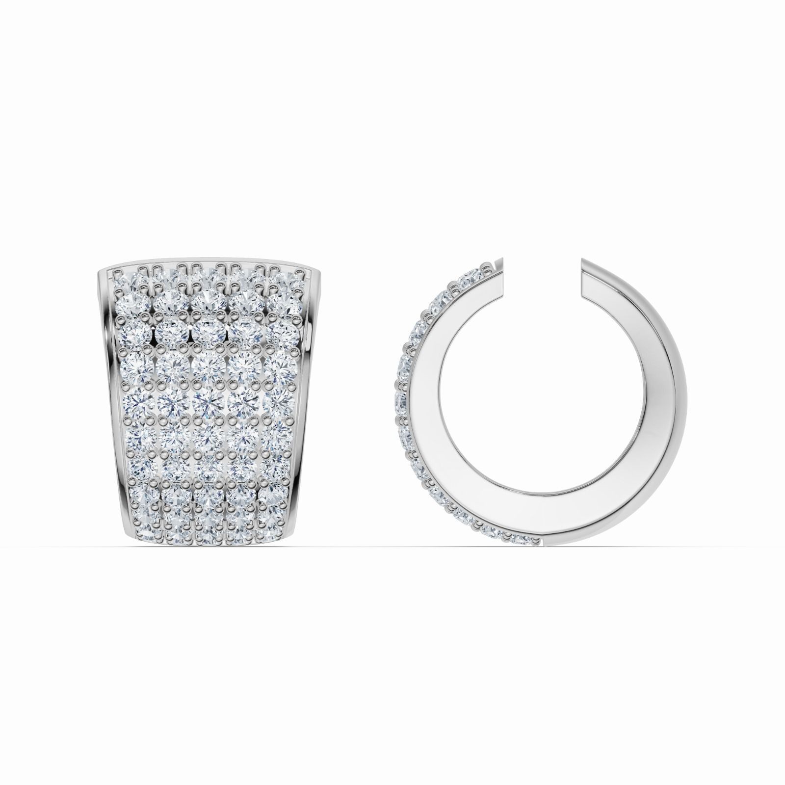 Womens Mens Hoop Earrings Huggie Earrings in CZ diamonds Pavé Huggie Hoop