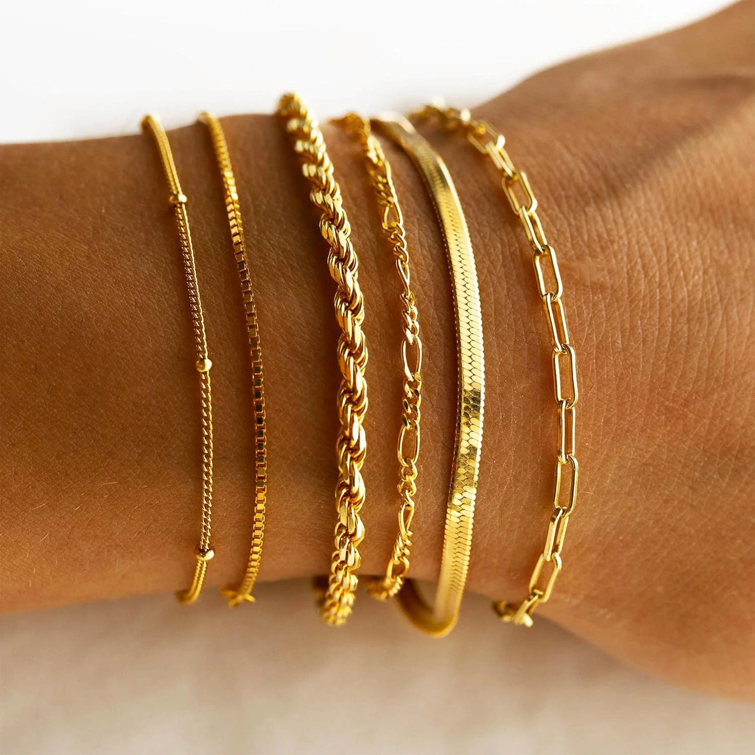 DEARMAY Gold Bracelets for Women Waterproof, 14K Gold Plated Stackable Jewelry S
