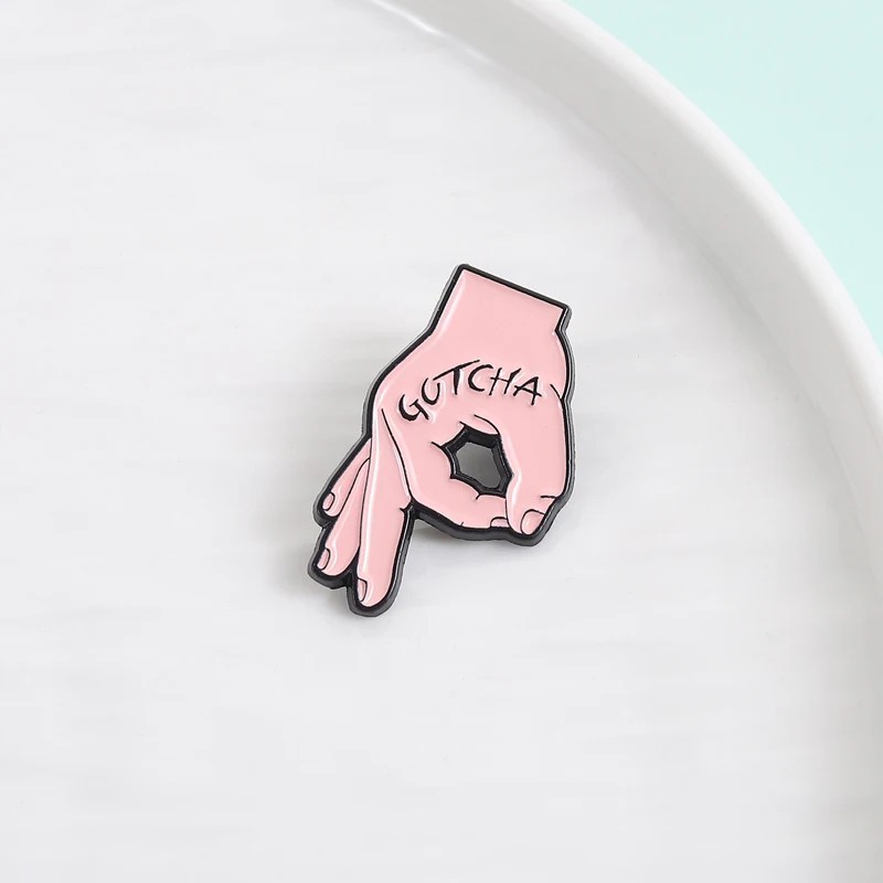 Gotcha Ok Gesture Enamel Pins Brooch Creative Game Okay Gesture Brooche Backpack