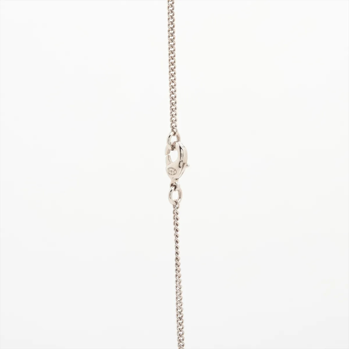 Chanel Coco Mark Necklace Metal x rhinestone Silver x blue Damage inside the box