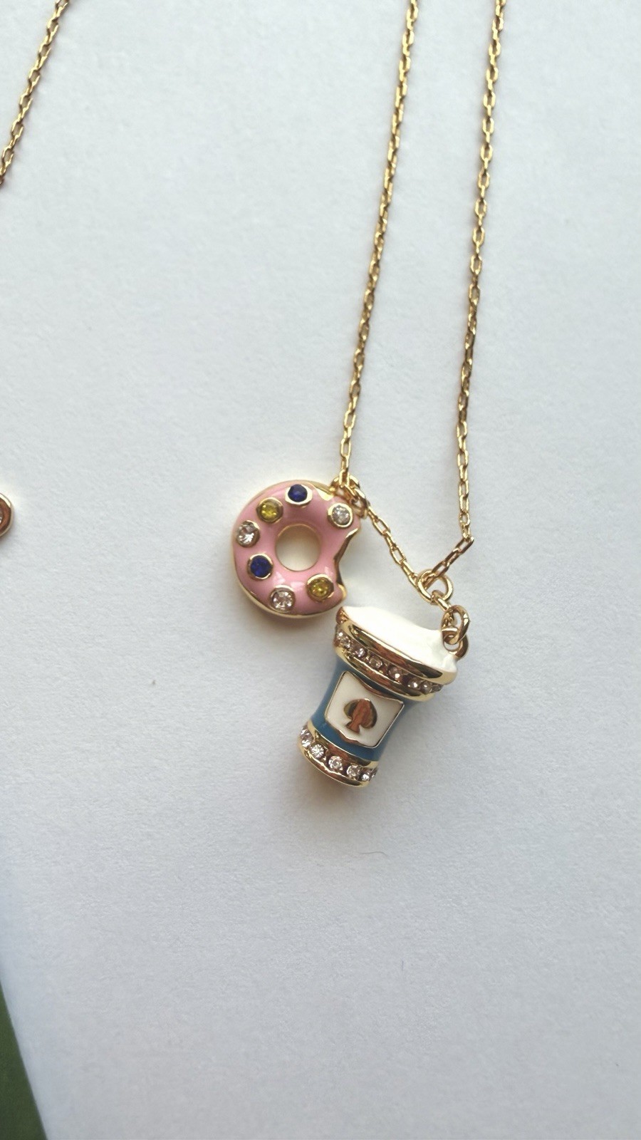 NWT Kate Spade Coffee Break Donut And Coffee Cup Charm Pendant Necklace