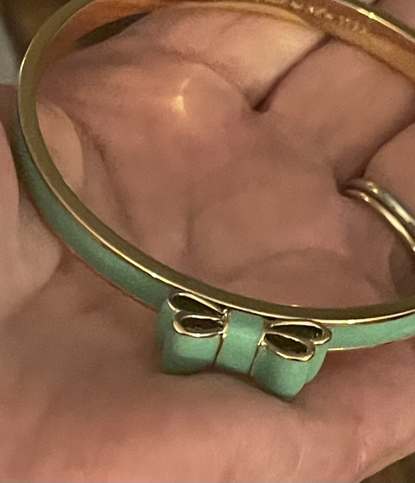 Kate Spade Bangle Bracelet New York Spot the Spade, Mint Green Enamel, Gold Tone