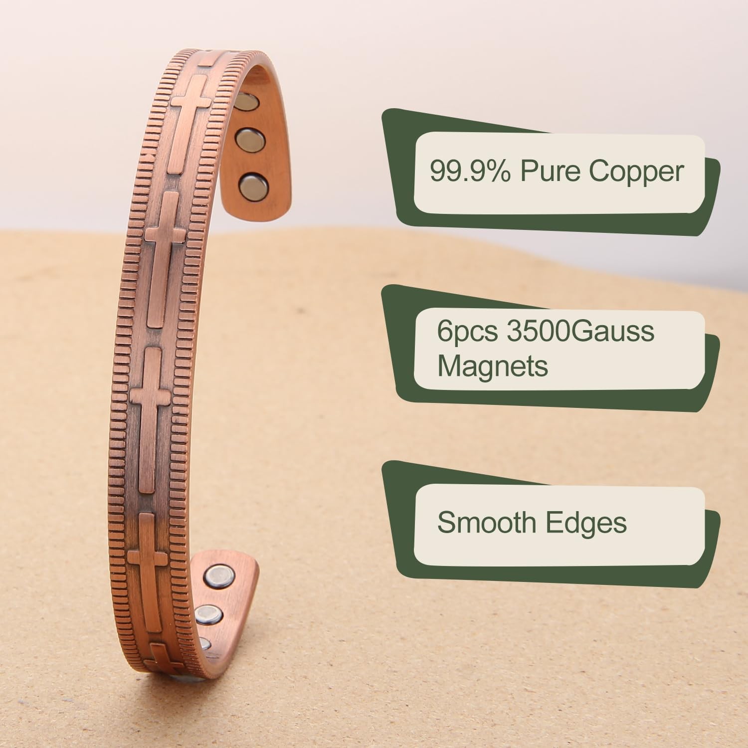 Copper Bracelet for Men and Women, 99.9% Solid Copper Magnetic Bracelets Adju…