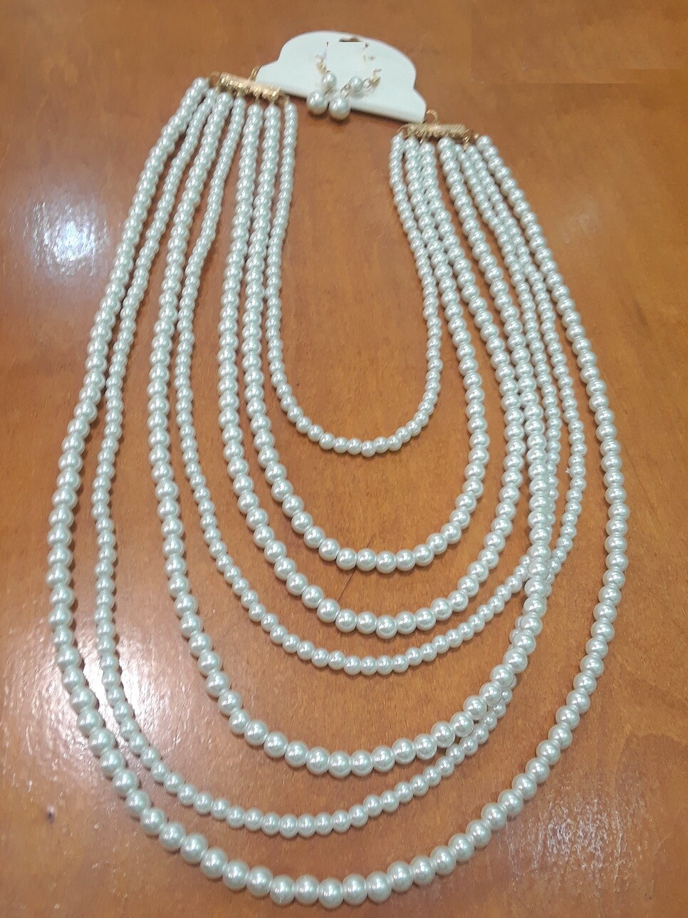 Pearl Statement Necklace Beaded Multi Row Layered Strand Long Chunky Set Chain