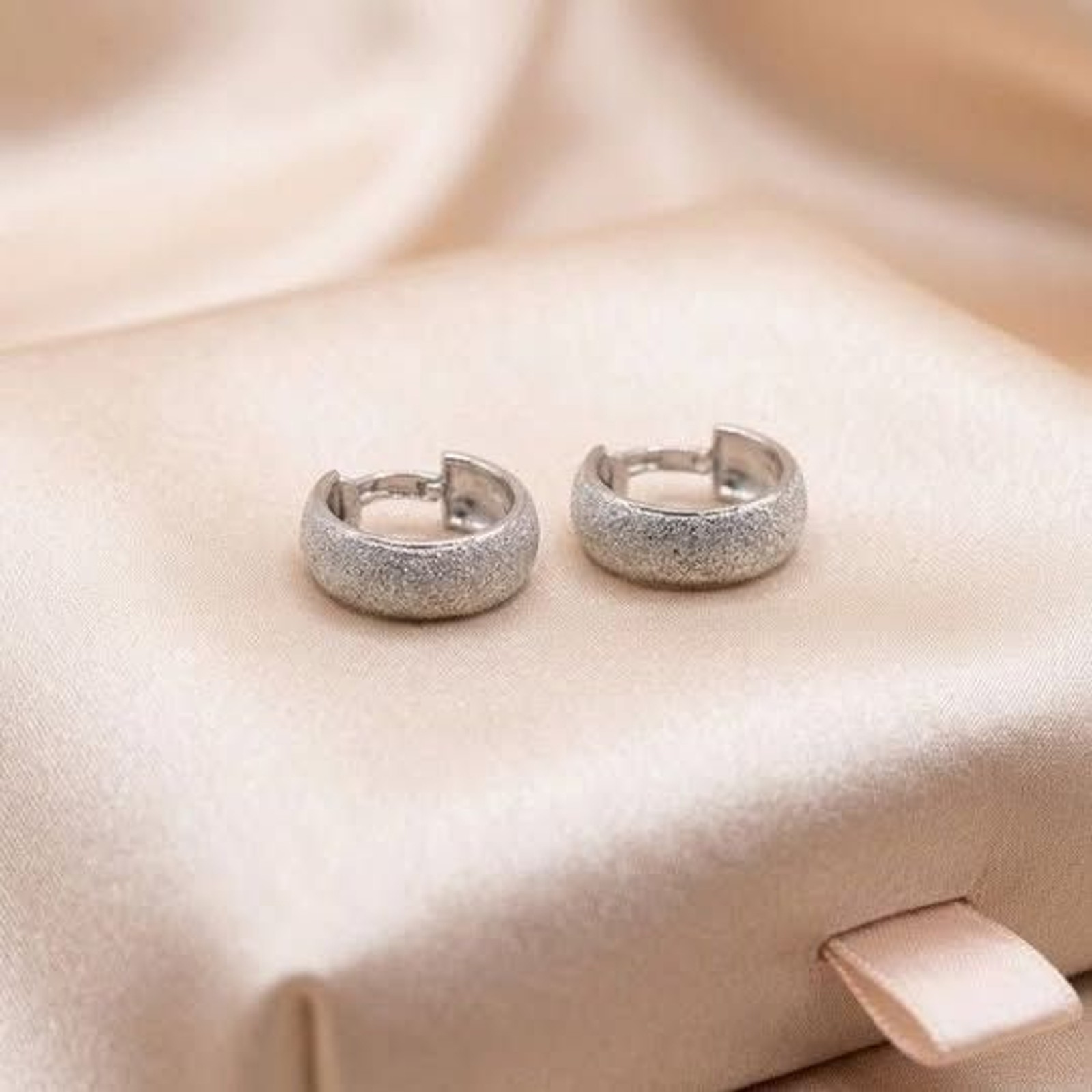 Silver Glitter Huggie Hoop Earrings