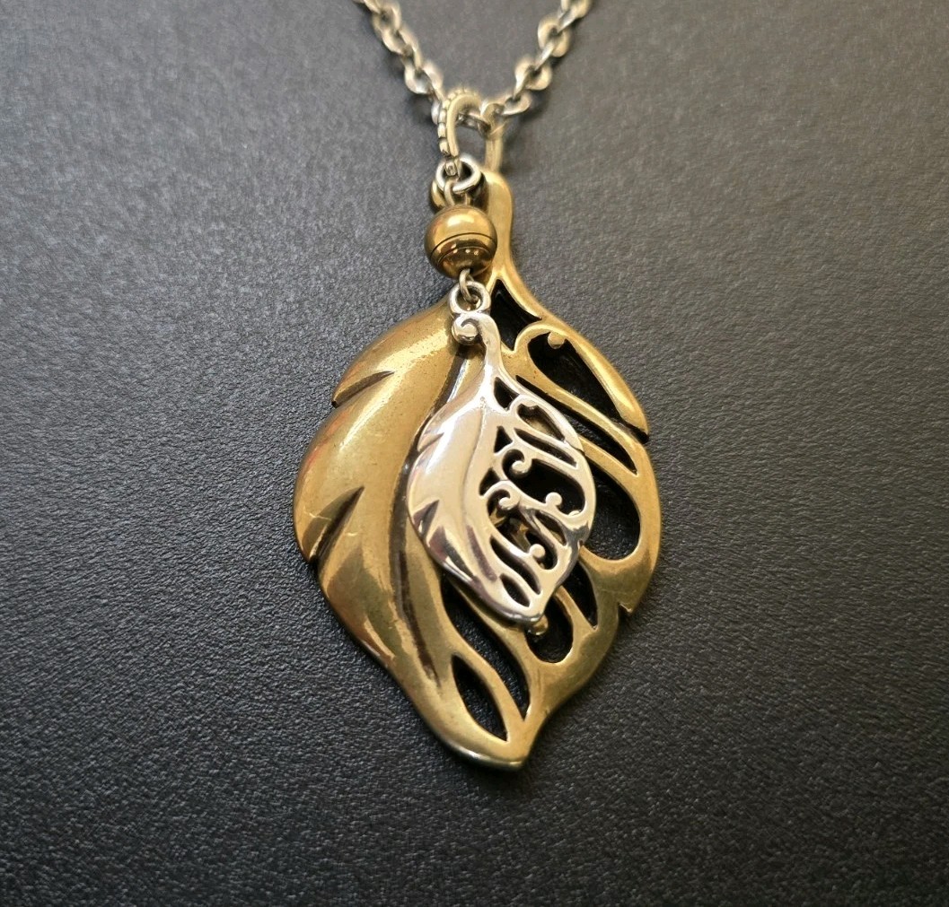 Brighton Leaf Song Pure Silver Plate & Bronze Pendant Necklace