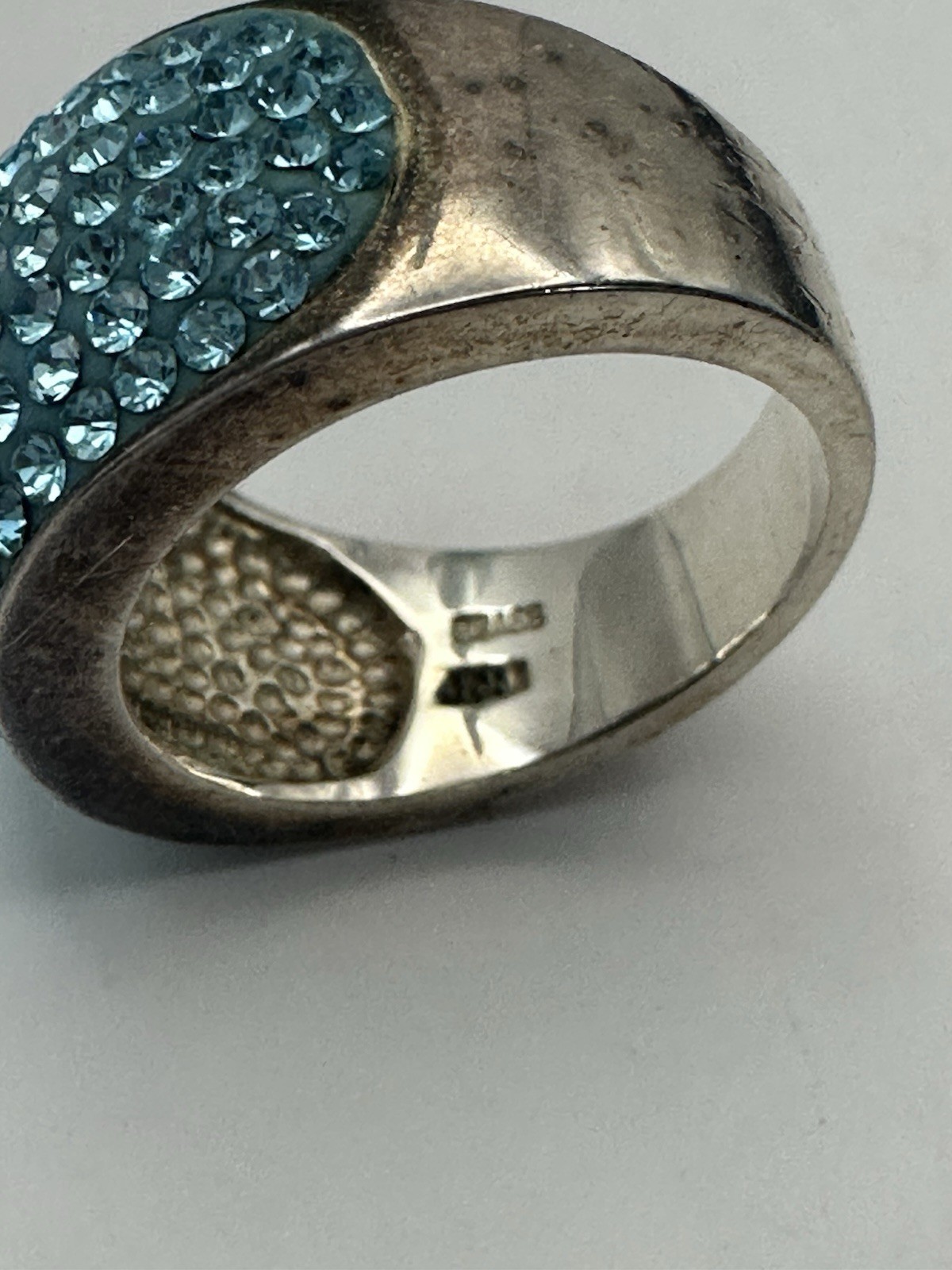 Jacmel JCM Brass Blue Turquoise Crystal Domed Pave Pageant Ring Sz 8 Malaysia