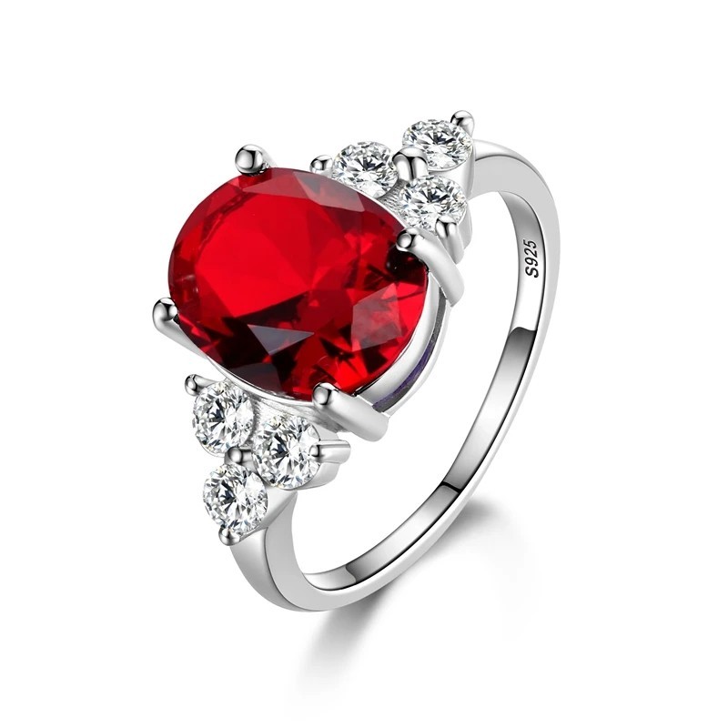 Sterling 925 Silver Women Ring Oval Zircon Engagement , Anniversary, Gift