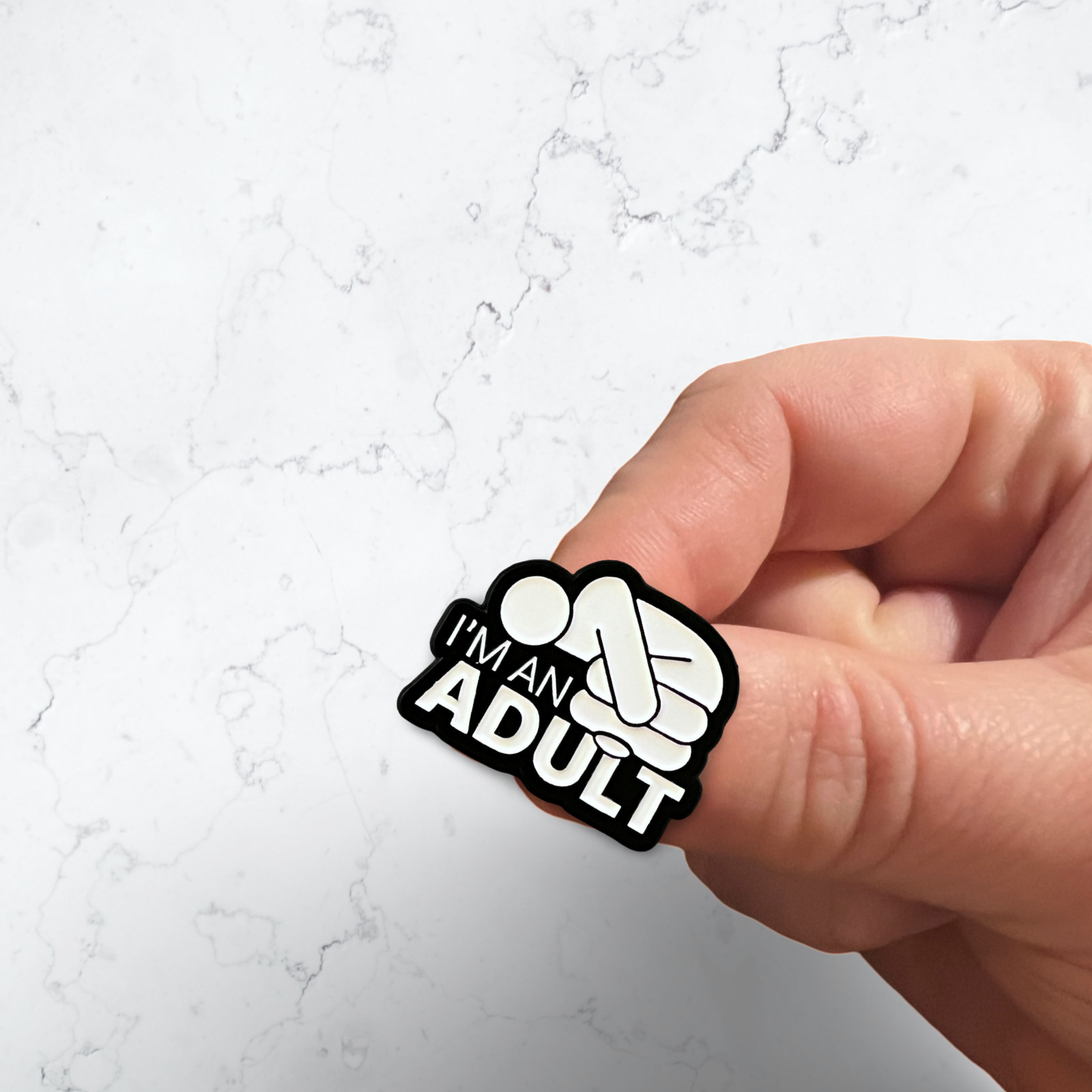I’m an Adult Enamel Pin – Funny Relatable Anxiety Humor Lapel Badge Gift