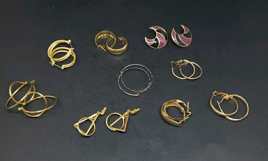 Pierced Earrings Fashion Jewelry Hoop and post Lot of 9