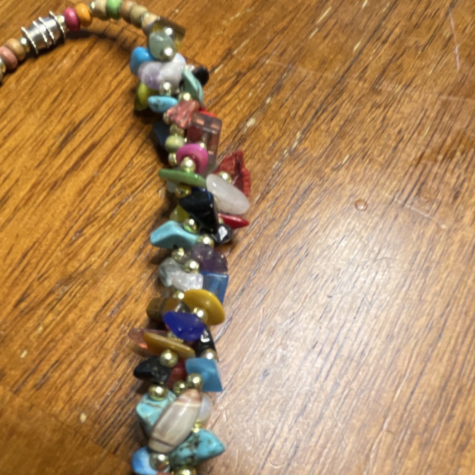 Lot of 2 Multicolor Chip Bead Strand Necklaces Stone & Glass Beads Semi Precious