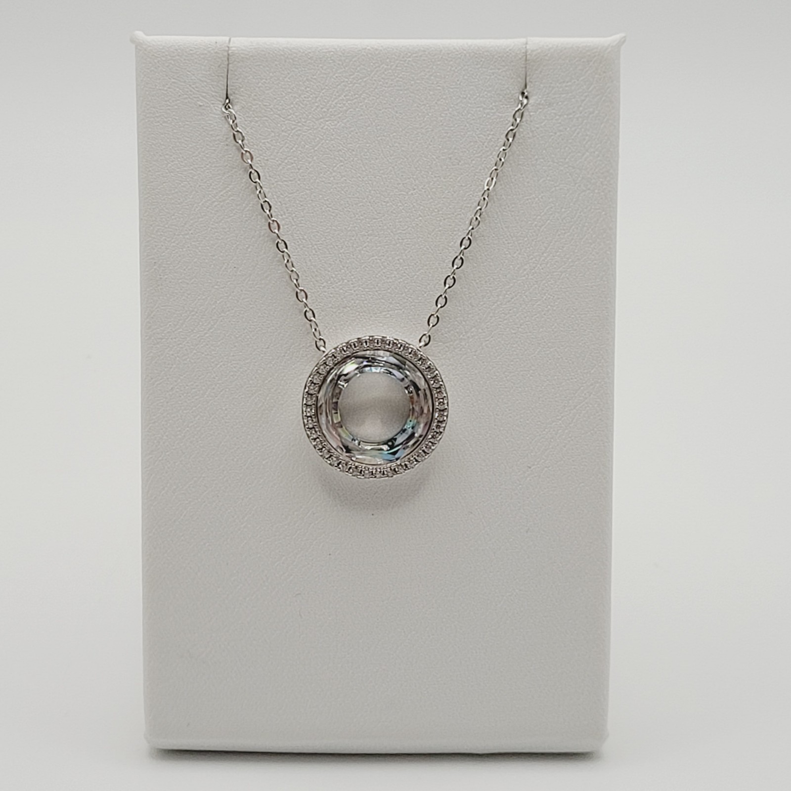 Cosmic Ring Swarovski Elements Crystal Center w Rhinestones 925 Silver Necklace