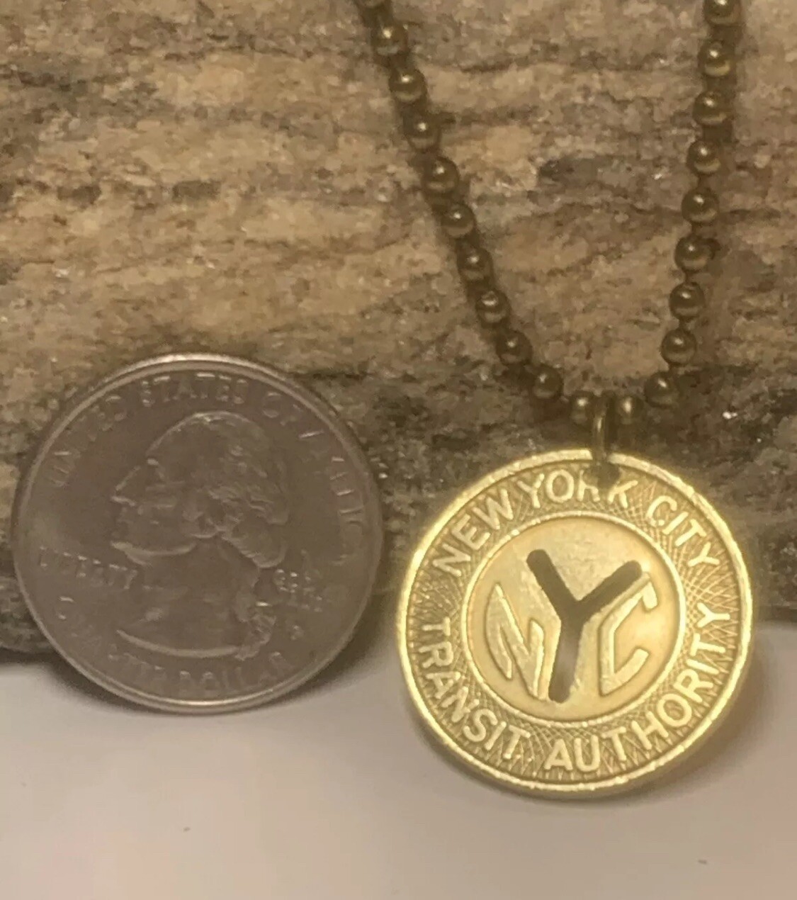 1970s NYC Subway Token Pendant Necklace – Vintage New York City. Great Gift 🎁