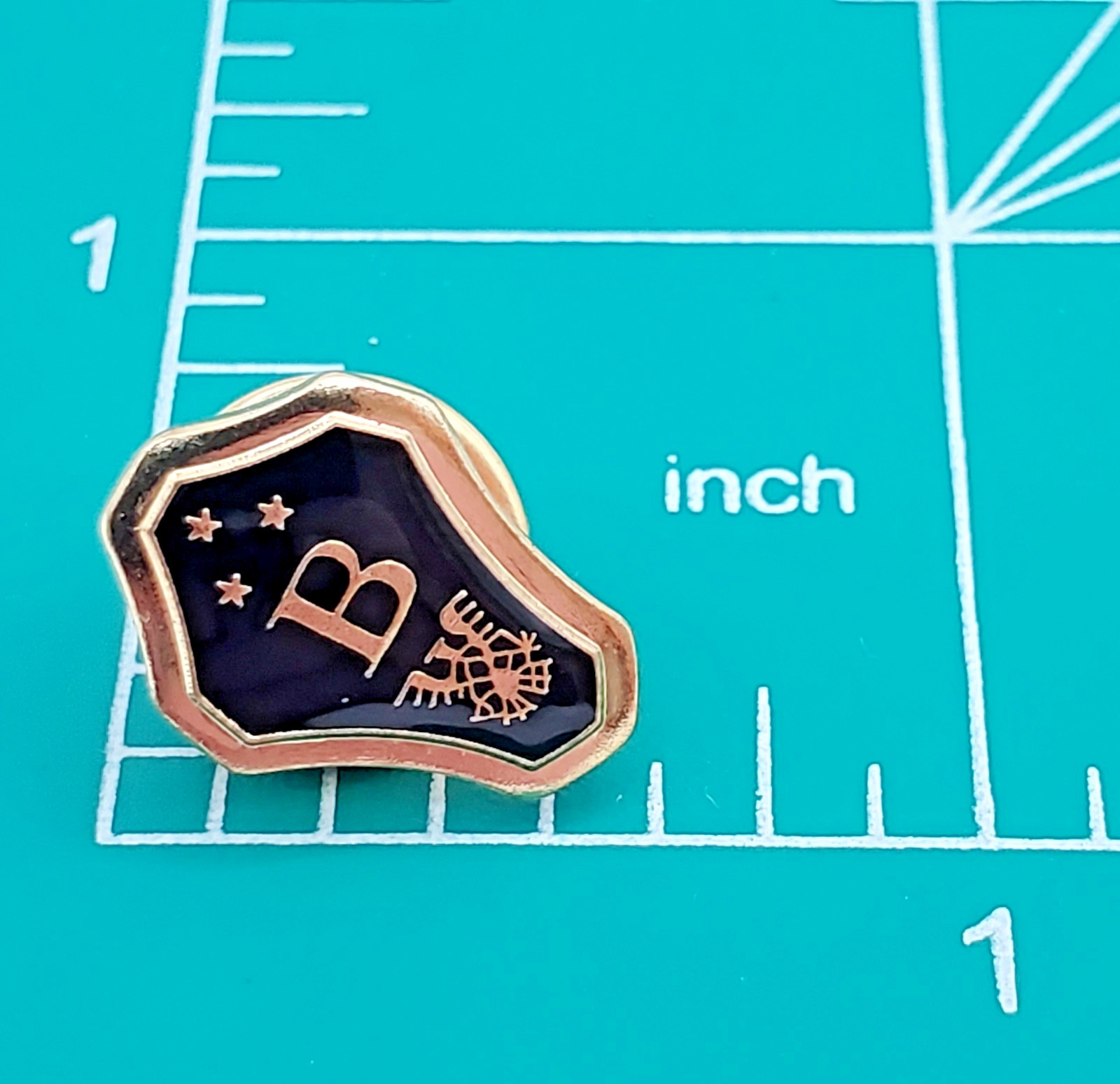 National Beta Club Lapel Pin 0.5in Black Gold Tone Shield Eagle Stars Crest NEW