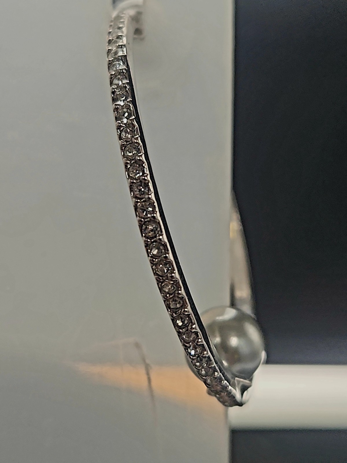 Kate Spade Hoop Earrings Sterling Silver with Pave’ CZ & Grey Pearl