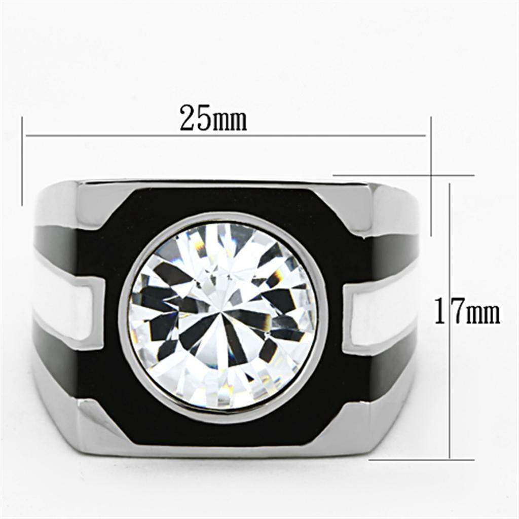 TK1181 – High polished (no plating) Stainless Steel Ring with Top Grade Crystal