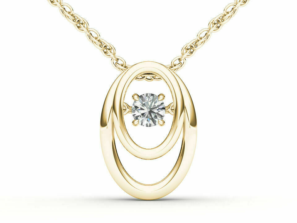 0.15Ct Simulated Diamond Oval Shape Pendant 14K Yellow Gold Plated Silver