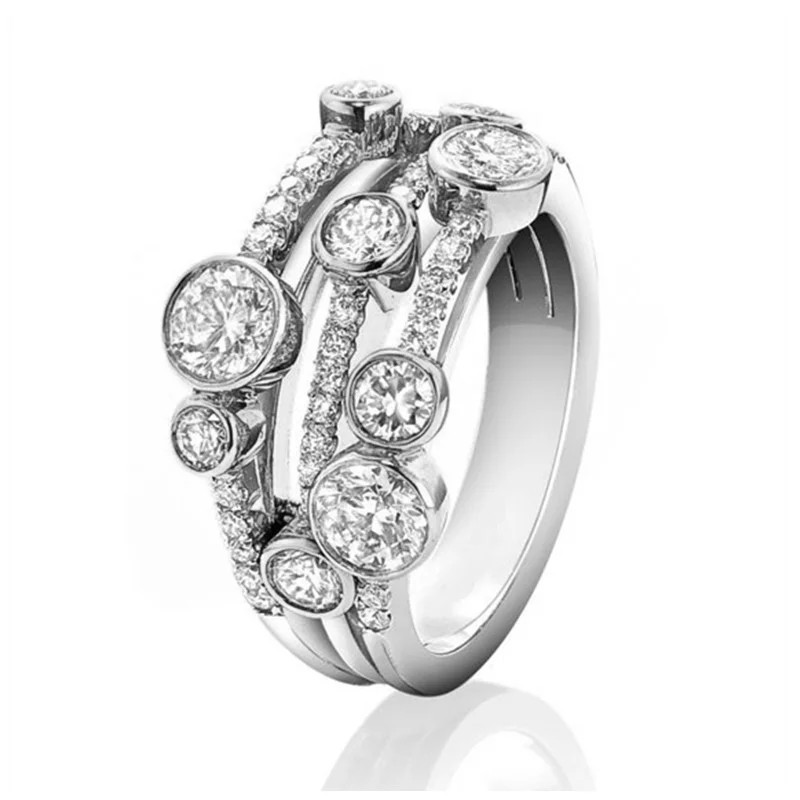 Cocktail Ring Wide Twist Gold Color Prong Setting Geometric Women Jewelry